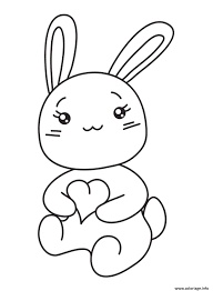 coloriage petit lapin mignon avec un coeur dessin a imprimer weckmann
