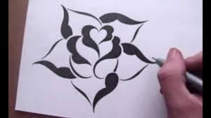 Simple damask pattern stencil damask border stencils toile. Drawing A Rose In A Simple Stencil Design Style Youtube