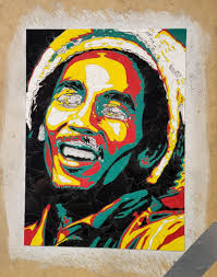 Getting close to completion. Bob Marley made using preloved vinyl records  of various colours that would of otherwise ended up in landfill or festered  in garages and lofts