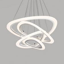 Unique Pendant Lights White Acrylic 4 Ring 5 Ring Led Oval Chandelier 115w Height Adjustable Mango Shaped Led Chandeliers For Foyer Staircase Hall Beautifulhalo Com