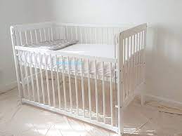 baby dropside cot bed white junior toddler bed with foam mattress