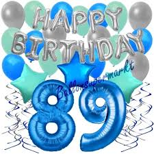 Die oma freut sich zum geburtstag über ein paar persönliche worte, ein gedicht, dass speziell für sie verfasst und geschrieben wurde. 34 Teiliges Geburtstagsdeko Set Mit Luftballons Happy Birthday Blue Zum 89 Geburtstag