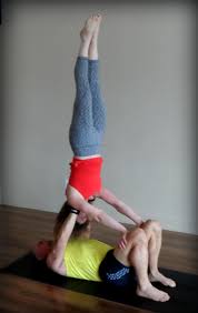 Shoulderstand From Our Acroyoga For Beginners Class Yoga Poses For Beginners Partner Yoga Acro Yoga Poses