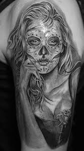 Black And White Realistic Sugar Skull Tattoo Lowrider Tattoo Studios Gallery Skull Girl Tattoo Body Art Tattoos Tattoos