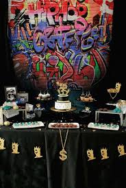 Themed birthday hip hop 80's party | catch my party. West Coast 90 S Hiphop Birthday Birthday Party Ideas Photo 1 Of 16 Hip Hop Birthday Party Hip Hop Party Graffiti Party