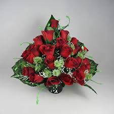 Next day delivery options available. Flat Back Artificial Flower Grave Arrangement With Red Rosebuds Amazon Co Uk Handmade