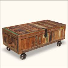 Wood Storage Box Coffee Table Reclaimed Chest Trunk Wrought Iron Wheels Rustic Reclaimed Wood Wood Storage Box Coffee Table Storage Box