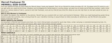 merrell sizing