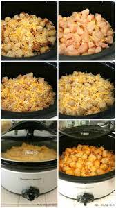 Crock Pot Cheesy Chicken Bacon Tator Tot Bake Recipes Chicken Crockpot Recipes Pot Recipes