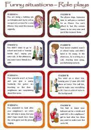Learn English Conversation English Comedy English Speaking Part 2 Role Plays For Intermediate Students Funny Situations Set 1 Speaking Activities English Speaking Activities Esl English Lessons