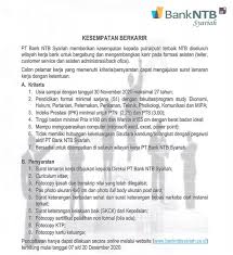 Palangka raya, 20 april 2017 hormat saya, materai 6000 muhammad arya anggriawan mandagi. Lowongan Kerja Pt Bank Ntb Syariah Bulan Desember 2020 Rekrutmen Lowongan Kerja Bulan Februari 2021