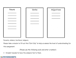 Too and enough verb patterns verb phrase verb tenses verbs: Nouns Verbs Adjectives Worksheet