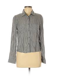 Details About Japna Women Gray Long Sleeve Button Down Shirt S