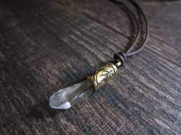 Men 39 S Necklace Mens Leather Necklace Himalayan Quartz Necklace Quartz Necklace Man Necklace Nepal N Mens Leather Necklace Mens Leather Jewelry Men Necklace