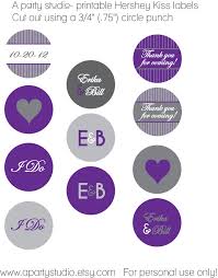Wedding Favor Personalized Hershey Kiss Labels In Purple And Grey Print Your Own 8 00 Vi Hershey Kiss Labels Kisses Labels Hershey Kisses Printable Labels