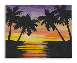 I painted this in my canson mix media pad. Palm Tree Silhouette Sunset Painting Painting Inspired