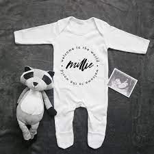 Personalised Welcome To The World Baby Grow Baby Paper And Wool Personalized Baby Clothes Baby Girl Baby Grows Personalised Baby Grows