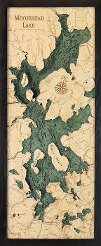 Moosehead Lake 3 D Nautical Wood Chart 13 5 X 31