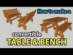 How To Make A Convertible Table And Bench Sketchup 2017 Youtube Convertible Table Diy Picnic Table Picnic Table Bench