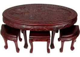 Oriental Carved Oval Coffee Table With Stools Coffee Table With Stools Oval Coffee Tables Coffee Table