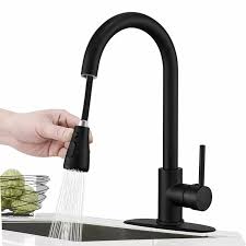 Ravinte commercial matte black kitchen faucet with sprayer single handle spring spout faucets pull down sprayer solid brass kitchen sink faucet farmhouse kitchen faucets. Renist Pull Down Single Handle Kitchen Faucet With Side Spray Matte Black Kitchen Faucet Kitchen Faucet With Sprayer Black Kitchen Faucets
