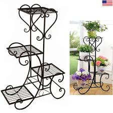 4 Tier Metal Plant Stand Garden Decorative Planter Holder Flower Pot Shelf Rack Material Wrough Plant Stand Indoor Metal Plant Stand Outdoor Metal Plant Stands