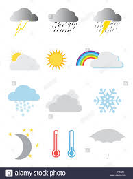 Wettersymbole, warnmeldungen, unsere besucher können das wetter leichter verstehen. Satz Von Wetter Symbole Auf Einem Weissen Hintergrund Stockfotografie Alamy
