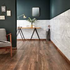 Design a home entry floor with a custom slate tile look in designer colors. Muniellos Wenge 910x153 Anti Slip Wood Effect Tiles Walls And Floors