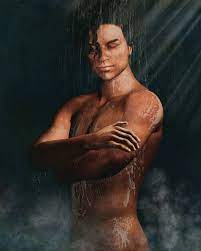 Naked Man Taking A Shower, Painting by Jan Keteleer | Artmajeur
