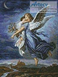 Cross stitch where there is an angel patterns. The Guardian Angel Cross Stitch Pattern By Tereena Clarke Crosstitch Com