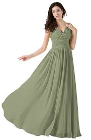 Wedding Bridesmaid Dresses and Gowns Moss Green color Natural  Garden/Outdoor Modest