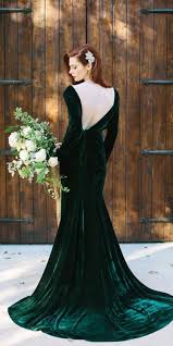 Ditch the traditional plus size mermaid wedding dress for a more modern option in streamlined satin. 18 Green Wedding Dresses For Non Traditional Bride Wedding Dresses Guide Green Wedding Dresses Velvet Wedding Dress Gold Wedding Dress