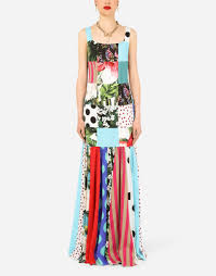 Im büro, bei festlichen anlässen, abends, in der freizeit oder beim sport. Abiti Da Donna In Multicolore Abito Lungo In Georgette E Charmeuse Patchwork Dolce Gabbana