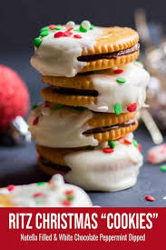 Nutella Stuffed Peppermint White Chocolate Ritz Cracker Cookies Recipe Christmas Baking Cookies Easy Cookie Recipes Cookies Recipes Christmas