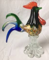 $35.0 glass vintage murano rooster art style hand blown chicken figurine. Murano Art Glass Rooster Figurine Unsigned And 11 Similar Items
