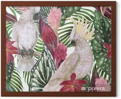 Flowers, pretty girls and local scenes — that's what sells at amateur art shows. Watercolor Painting Seamless Pattern With Tropical Leaves Flowers And Cockatoo Parrots Framed Poster Pixers We Live To Change