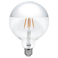 Ikea Sillbo Led Bulb E27 370 Lumen Globe Mirrored Top Silver Coloured The Reflective Top Reduces The Risk Of G Led Leuchtmittel Leuchtmittel E27 Ikea Led
