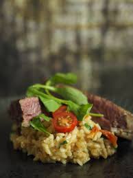 Steak Von Der Beiriedschnitte Mit Krauterseitling Risotto Risotto Beiried Lebensmittel Essen