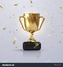 Golden Champion Cup Isolated On White Background Vector Realistic 3d Illustration Championship T White Background Social Media Design Graphics Glass Trophies