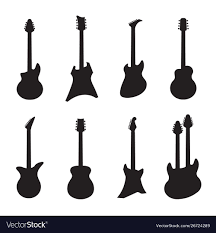 Guitar Silhouettes Black Acoustic And Electric Vector Image Aff Black Silhouettes Gu Art Deco Logo Graphic Design Portfolio Layout Vector Illustration