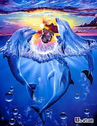 Dolphin Oil Painting Printing Canvas Dolphin Prints Blue Sea And Butterfiy Wall Decoration Art For Children Room Dolphin Art Dolphin Painting Marine Life Art