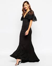 Asos Lace Top Fishtail Scuba Maxi Dress At Asos Com Maxi Dress Dresses Lace Top