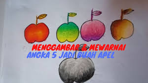  Cara Menggambar Buah Apel Dan Mewarnai Dengan Krayon Full Gradasi Warna Youtube
