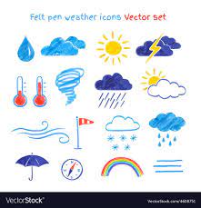 Die bedeutung weist auf den sinn einer sprachlichen äußerung. Vector Collection Of Felt Pen Child Drawings Of Weather Symbols Download A Free Preview Or High Quality Adobe Illustrator Weather Symbols Vector Weather Icons