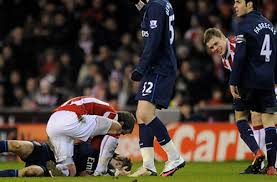 Aaron ramsey of arsenal shakes hands with stoke defender ryan shawcross. Comment Ryan Shawcross Should Not Be Branded A Thug For Aaron Ramsey Leg Break Goal Com