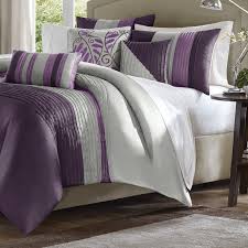 Make your bedroom cozy and modern. King Size Bed In Bag Comforter Set Amethyst Plum Purple Gray Stripes Fastfurnishings Com