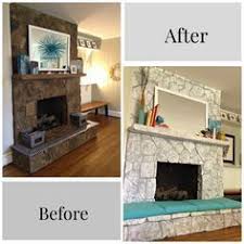 How to paint a stone fireplace white. Painting A Stone Fireplace Finally I Did It Fireplace Remodel Painted Stone Fireplace Whitewash Stone Fireplace