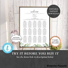 wedding seating chart table assignment poster reception