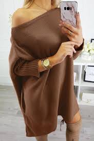 Robe moulante effet robe pull parfaite pour être habillé même en hiver. Robe Pull Kaki Oversize Manche Chauve Souris Mb220799 16 Modebuy Com