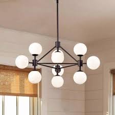 George Oliver Hills Matte Black Finish Industrial 10 Light Chandelier Chandelier Lighting Ceiling Lights Chandelier